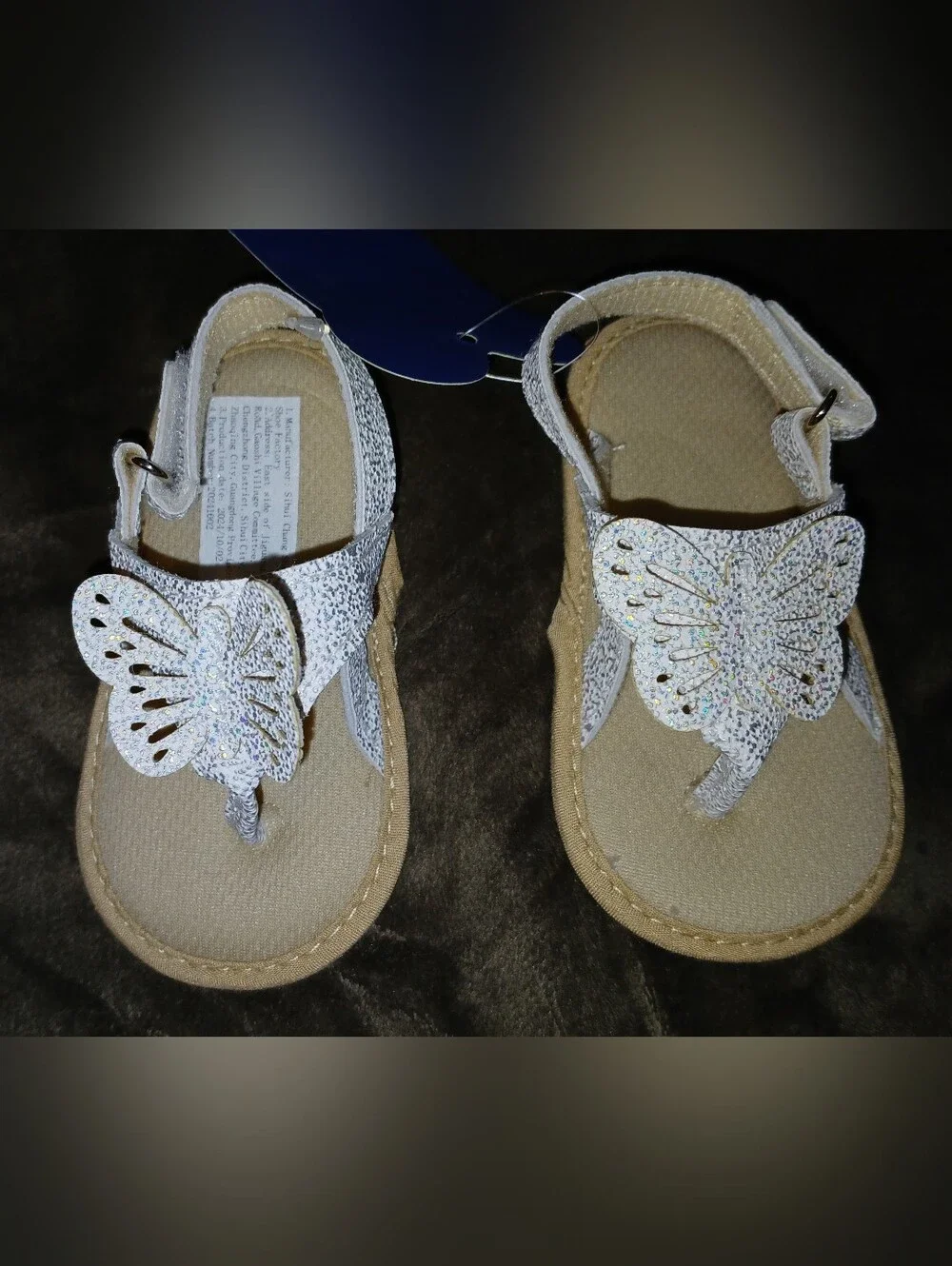 NWT Kids White Glitter Butterfly Sandals. 12-18 Mths.